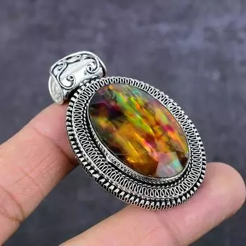 Аммолит драгоценный камень 925 стерлингового серебра ювелирное изделие кулон 2.29 v3K08