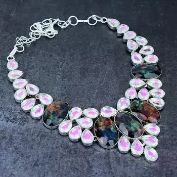 Аммолит, мистическое ожерелье ручной работы из стерлингового серебра 925 пробы 18 дюймов b7Z19