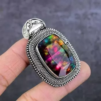 Ammolite Gemstone 925 Sterling Silver Jewelry Pendant 2.17 J4L86