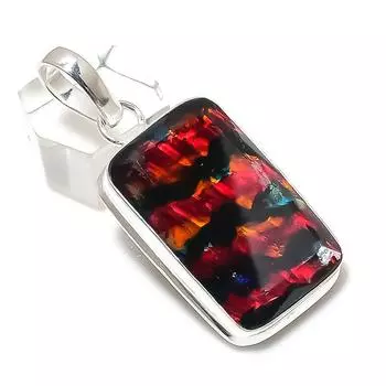 Ammolite Gemstone Handmade 925 Sterling Silver Jewelry Pendant 2.09 b6K28