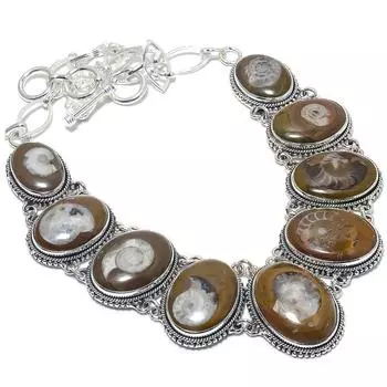 Ожерелье из серебра 925 пробы с коричневым аммонитом ручной работы, 18 дюймов JCN484-428