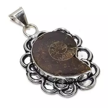 Ammonite Fossil Gemstone Handmade 925 Sterling Silver Jewelry Pendant 1.97 I2g00