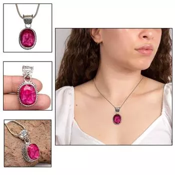 Ammonite Fossil Gemstone Unisex Women s Ethnic Silver Jewelry Pendant 1.5