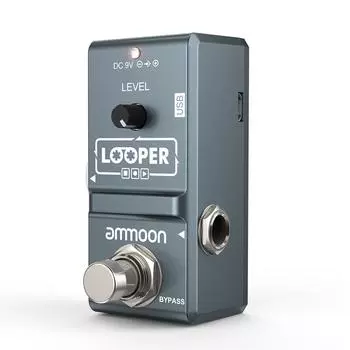 Ammoon AP-09 Nano Loop Педаль эффектов для электрогитары Looper True Bypass Неограниченное количество наложений 10 серый