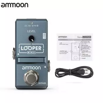 Ammoon AP-09 Nano Loop Педаль эффектов для электрогитары Looper True Bypass Неограниченное количество наложений 10 минут записи с помощью USB-кабеля серый