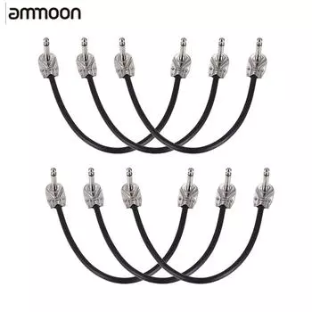 Ammoon педаль эффектов для гитары инструмент патч-кабель 1/4 дюйма серебряный прямоугольный штекер черный ПВХ 3 pack 30cm