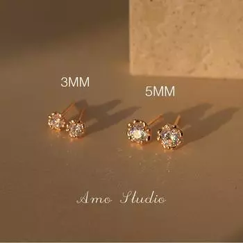 AMO Women s Sterling Silver Special-Interest Design Elegant Spring/Summer Bud 3mm pair