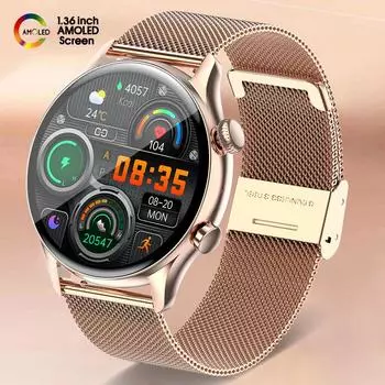 Amoled экран Nfc умные часы для женщин всегда отображают время Bluetooth вызов Ip68 водонепроницаемые умные часы для Huawei Xiaomi China