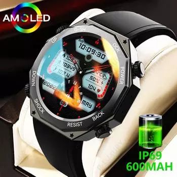 Amoled HD экран Bluetooth вызов умные часы мужские 600 мАч большая батарея 100+ спортивный фитнес-трекер Ip68 водонепроницаемые умные часы мужские