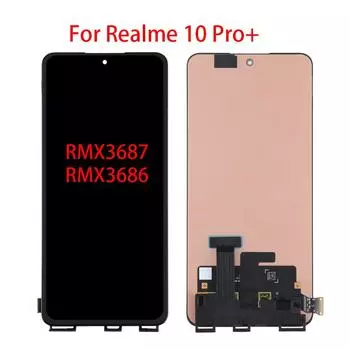 AMOLED ЖК-экран для Realme 10 Pro Plus, ЖК-дисплей, дигитайзер сенсорного экрана, полная замена в сборе чёрный