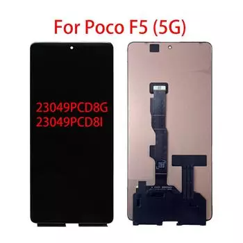 AMOLED ЖК-экран для Xiaomi Poco F5 5G, ЖК-дисплей, дигитайзер сенсорного экрана, полная замена в сборе чёрный