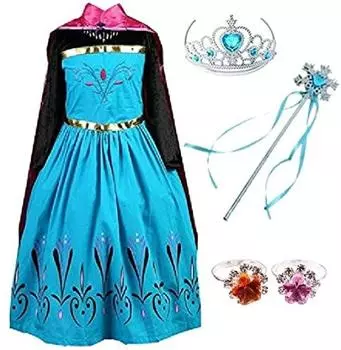 amor e Платье принцессы Косплей Костюм Плащ Тиара 4 предмета Комплект Платье принцессы Девушки x [Интересное предложение] (Платье + + + Палка) (130.Сине-черный)