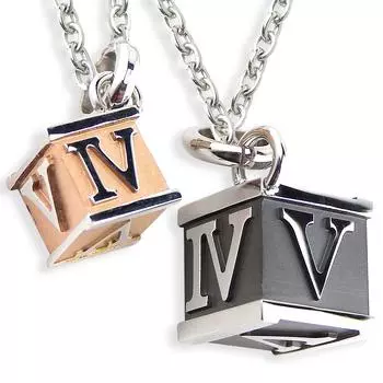 Amore Pair Necklace Stainless Steel Accessories Dice Pendant Black Rose Gold with Azuki Chain 45cm 50cm [La Eterno] Women s Men s sp2w-007