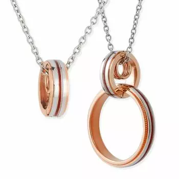Amore Thread that connects two Stainless Simple Ring Ring as a Surgical Stainless Rose Azuki Chain 50cm [La Eterno] Necklace, people, Steel, Holder,