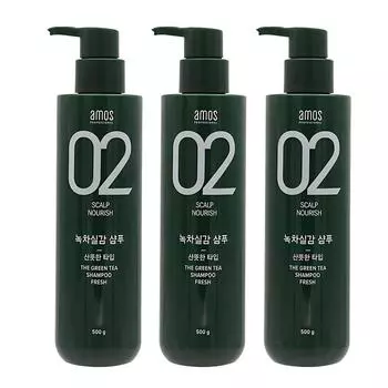 Amos Green Tea Real Oily Hair Loss Shampoo, 500g, 3 units