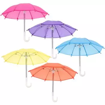 Amosfun Миниатюрный зонтик Мини-зонтик 5 штук 18 дюймов Маленький зонтик Игрушечный зонтик Милый соответствующий реквизит Аксессуары для ролевых игр Миниатюрная сцена