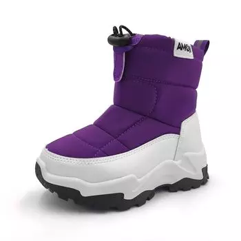 Amozi Snow Ski Long and Boa Winter Size KB9908 Kids Boots, Snowshoes, Boots, Boots, Girls Boys , Fabric, Warmth, Purple, 17.0cm,