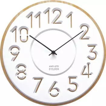 AMPERSAND FACTORY Настенные скандинавские настенные часы без развертки, деревянные, часы, тихие, стильные, стеклянные, (AMP-C039) белый