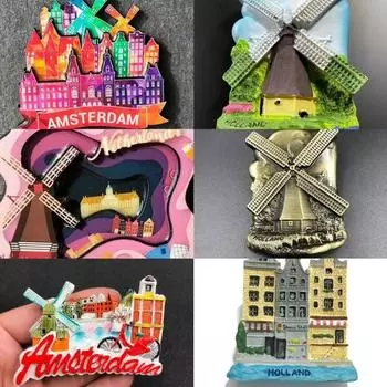 Амстердам, Нидерланды Холодильник Наклейка на холодильник Туристические наклейки на холодильник Украшение дома