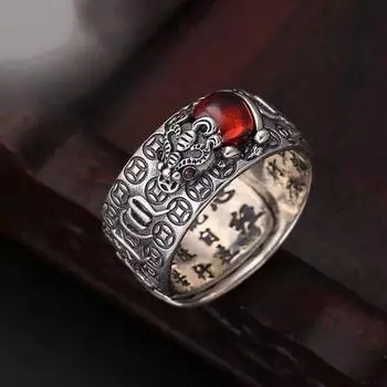 Амулет удачи, богатство, металлические кольца, регулируемое открытое кольцо, буддийские украшения, подарки, мужские и женские кольца 9mm-BS