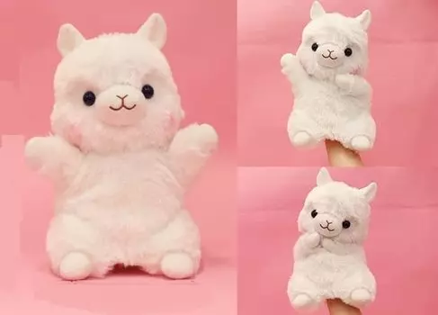 Amuse Alpacasso Hand Puppet Plush Approximately 24cm 703753 Shiro-chan Toy, Long,