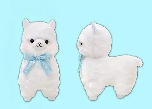Amuse Alpacasso Ribbon Big Plush Total Length Approximately 703648 Shiro-chan Toy, 38cm, белый