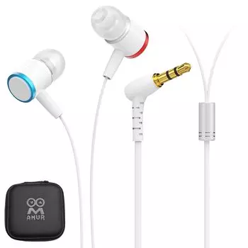 AMVR Earphones Headphones Wired for Quest 3 Headphones Canal Type Lightweight Earphone Silicone Holder with Ear Caps In-Ear (White)