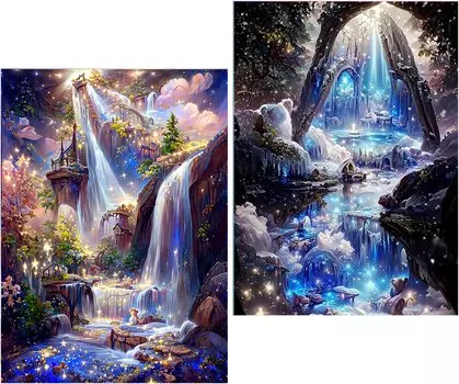 Amyaker Diamond Art Kit Square Beads All Sides Set of 2 Diamond Bullets Painting Kit DIY Handmade Painting Craft Kit Mosaic Art 5D Mosaic Art Diamond