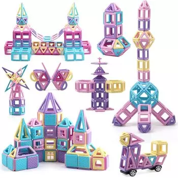 AMYCOOL 172PCS Магнитные блоки Девочки Магнитные игрушки Магнитные развивающие игрушки Мальчики Магнитные игрушки Строительные блоки Игрушки Популярные Милые 3D головоломки Магнитные