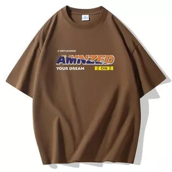 AMZ Футболки для мужчин Свободный крой Футболка с короткими рукавами 100% хлопок S