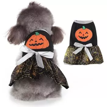 AmzBarley Pet Pumpkin Witch Косплей Pet Cat Dog Cat Памятный Выходной Для Собак и Кошек Юбка, Хэллоуин, Выкройка, Костюм, Бантик, Без Рукавов,
