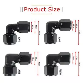 AN10 Female to AN10 Female 90-градусный поворотный соединительный элемент для топливного шланга, фитинги-адаптеры AN4/AN6/AN8 из анодированного алюминия черного цвета