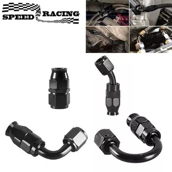 AN4/6/8/10/12 Прямой 0°/45°/90°/180° градусов Многоразовый шланговый фитинг Адаптер для поворотного PTFE масляного топливного шлангового фитинга