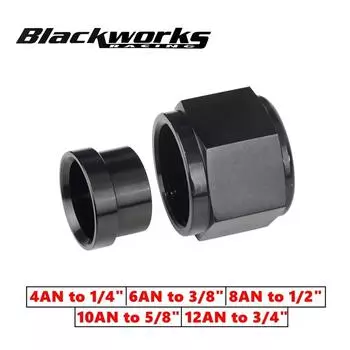 AN4 AN6 AN8 AN10 AN12 Прямые шланговые фитинги 0 градусов AN4 1/4 AN6 3/8 AN8 1/2 AN10 5/8 AN12 3/4 Алюминиевый адаптер, черный анодированный