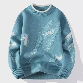 An Yang Стильный мужской вязаный свитер «два в одном» - осень/зима, круглый вырез, модный молодежный базовый слой 3XL белый