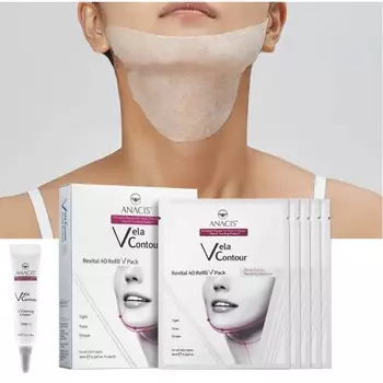 ANACIS Bella Contour Neck Wrinkle Pack 10 мл x 5 листов Пластырь для шеи от морщин Neck Wrinkle Patch Neck Mask Pack (+ Укрепляющий крем 7 г x 1)