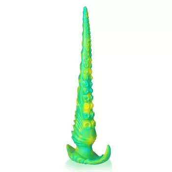 Анальная пробка Cthulhu 2-го поколения с якорным основанием, силиконовая, зеленая, желтая, размер L TaRiss 6,9 см x 45 см