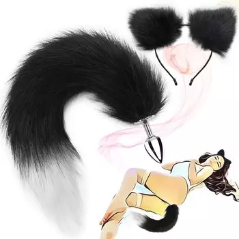 Анальная пробка-хвост Анальный хвост Товары для взрослых Вагинальная тренировка Анальное развитие Новичок Анальный дилдо Анальный стопор Унисекс Нержавеющая сталь Милая секс-игрушка Кошачье ухо