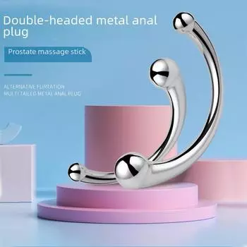 Анальная пробка с двумя головками из цинкового сплава и стимулятор простаты Lubricant 5ml