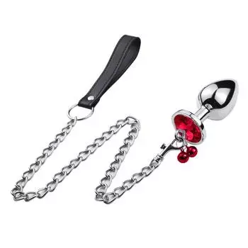 Анальная пробка Секс-игрушки Анальная пробка из нержавеющей гладкой стали с круглой хрустальной подвеской в виде колокольчика S