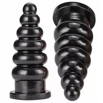 Анальная пробка Товары для взрослых Анальное расширение Дилдо Анальное развитие Анальные шарики Спиральная винтовая простата Анальная унисекс игрушка для начинающих Мягкая черная 8.7 см