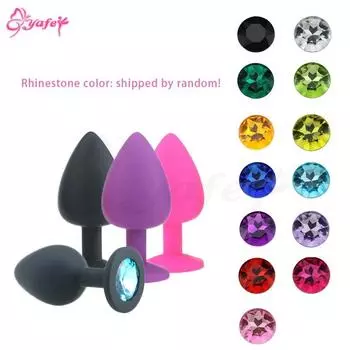 Анальная секс-игрушка Силиконовая анальная пробка Красочные хрустальные украшения Гладкие секс-игрушки для заднего двора для женщин M
