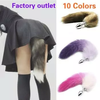 Анальная пробка с меховым хвостом для сексуальных игр