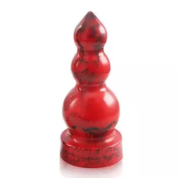Анальные шарики MAPARON Gourd, 3 бусины, жидкий силикон, красные, XL, 11,5 см x 28 см