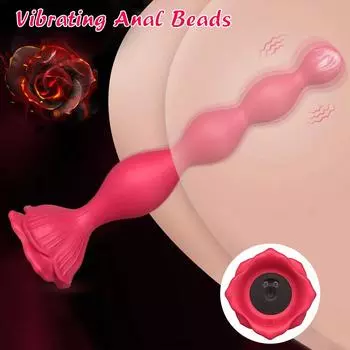 Анальные шарики Rose, 9 режимов, вибрирующие анальные пробки, массажер простаты для мужчин и женщин, водонепроницаемые силиконовые пробки-гаремы, секс-игрушки для взрослых