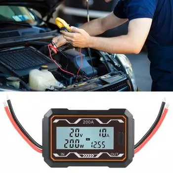 Анализатор мощности батареи Ваттметр 0-60 В 100 А/150 А/200 А ЖК-подсветка Анализатор мощности постоянного тока Тестер постоянного напряжения и тока Цифровой универсальный 100A