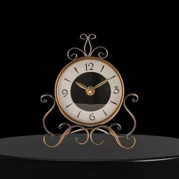 Analog Table Clock Antique Style 10 In Dial 6 In Desk Clock Art Unique For Home Office Decor Metal Iron Glass Colour (Antique 2), Brown