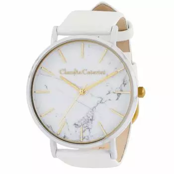 Analog Waterproof Marble Dial Leather Strap White [Claudia Catellini] CC-A121-WTM Men s