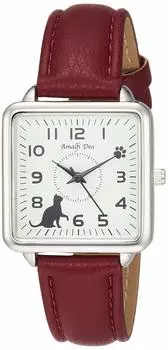 Аналоговые часы Amalfidia с водонепроницаемым кожаным ремешком Cat White Dial Red [Arias] WW20025A-153 женские красный