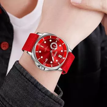 Аналоговые часы мужские роскошные нейлоновые кварцевые наручные часы водонепроницаемые мужские деловые часы Relogio Masculino чёрный